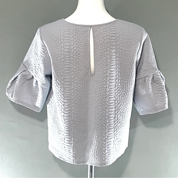 Women’s Guess embossed croc pattern cropped top in ice blue - Picture 3 of 8